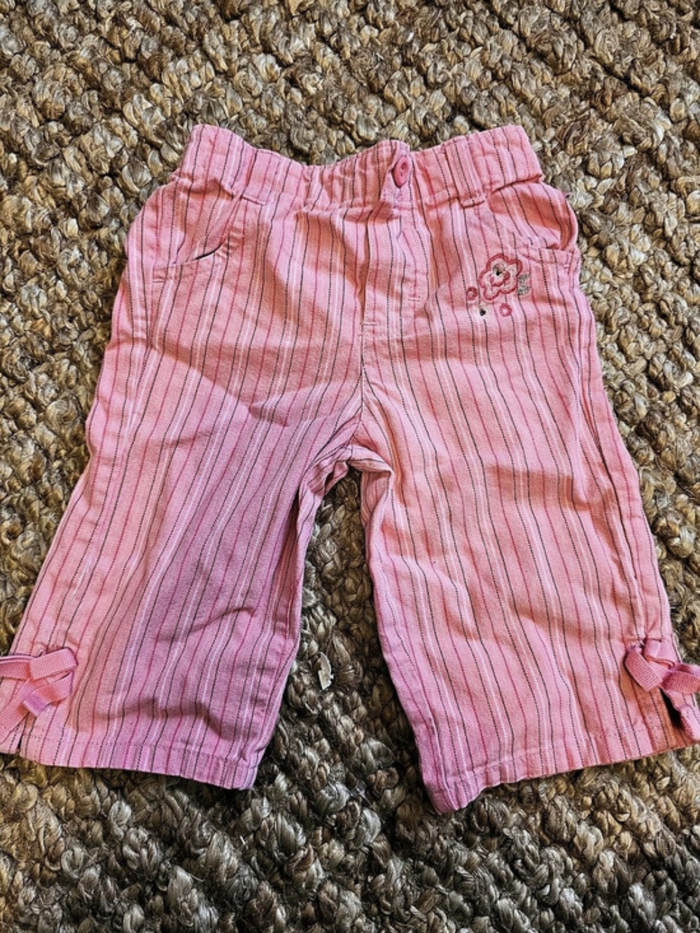 OshKosh B'gosh Girls Striped Shorts in Pink Size 6 9 Months Vintage Y2k